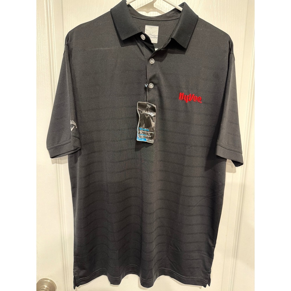 Callaway Opti-Dri Mens Golf Polo Shirt Black Hy-Vee Logo Size Medium NWT